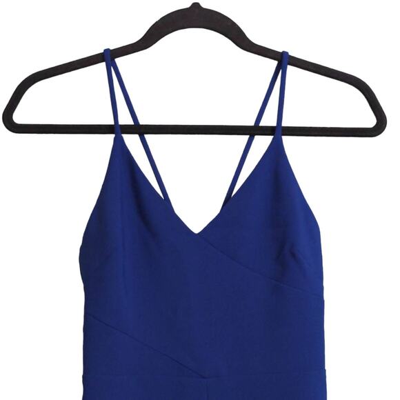 Likely Brooklyn Midi Dress Blue Stretch V Neck Sleeveless Slit Party 00 New - Picture 2 of 13